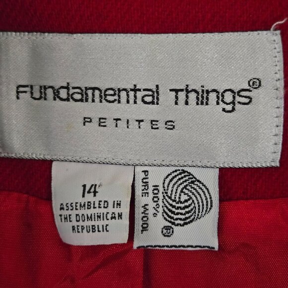 Vintage Red 100% Wool Black Velvet Collar Blazer Size Mp - Picture 4 of 4